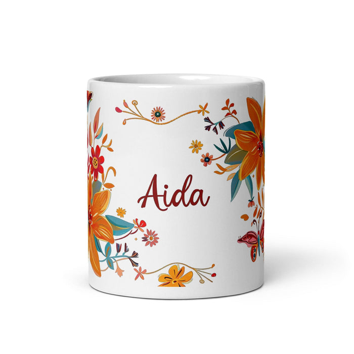 Aída Exclusive Name Art Piece Home Office Work Coffee Mug Mexican Spanish Pride Gift Cup One-Of-A-Kind Calligraphy White Glossy Mug | A6 Mexicada