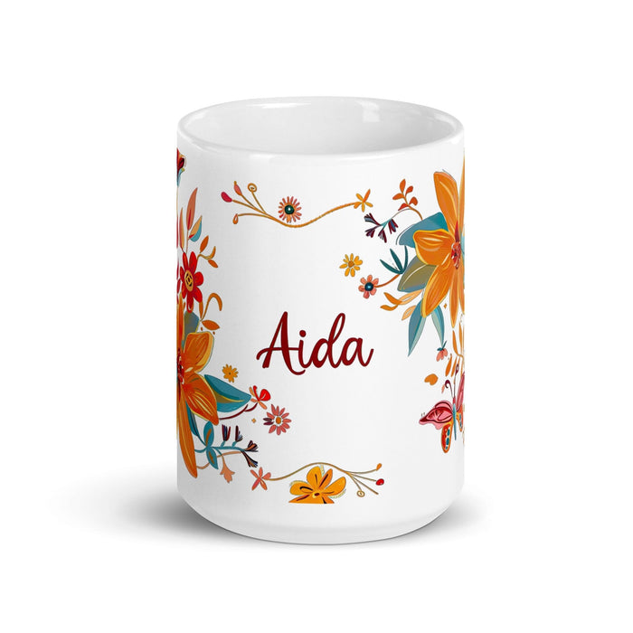 Aída Exclusive Name Art Piece Home Office Work Coffee Mug Mexican Spanish Pride Gift Cup One-Of-A-Kind Calligraphy White Glossy Mug | A6 Mexicada