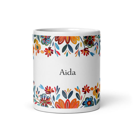 Aída Exclusive Name Art Piece Home Office Work Coffee Mug Mexican Spanish Pride Gift Cup One-Of-A-Kind Calligraphy White Glossy Mug | A7 Mexicada