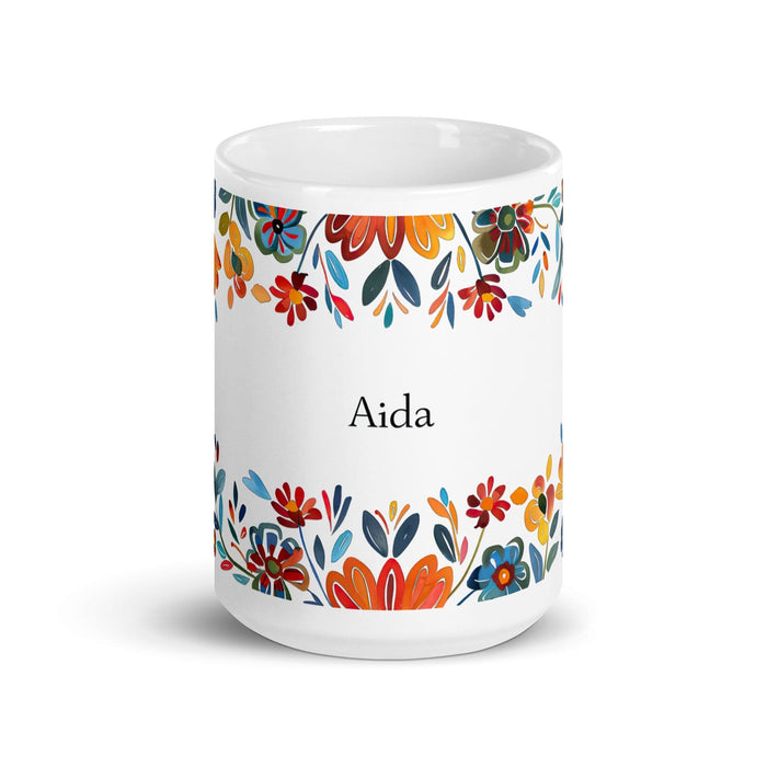 Aída Exclusive Name Art Piece Home Office Work Coffee Mug Mexican Spanish Pride Gift Cup One-Of-A-Kind Calligraphy White Glossy Mug | A7 Mexicada