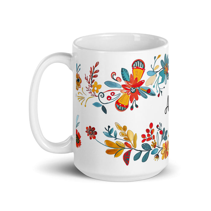 Aída Exclusive Name Art Piece Home Office Work Coffee Mug Mexican Spanish Pride Gift Cup One - Of - A - Kind Calligraphy White Glossy Mug | A9 - Mexicada