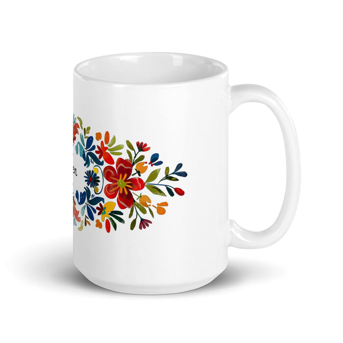 Aiden Exclusive Name Art Piece Home Office Work Coffee Mug Mexican Spanish Pride Gift Cup One-Of-A-Kind Calligraphy White Glossy Mug | A11 Mexicada 15 oz