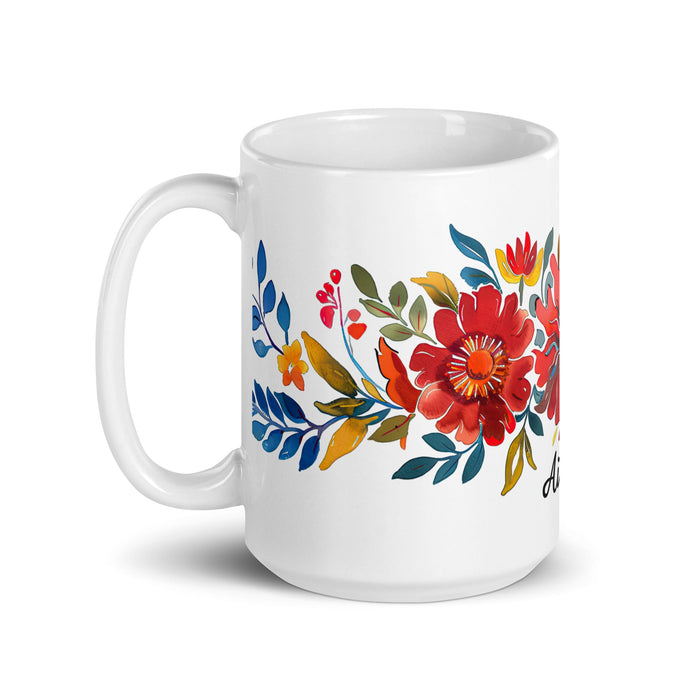 Aiden Exclusive Name Art Piece Home Office Work Coffee Mug Mexican Spanish Pride Gift Cup One - Of - A - Kind Calligraphy White Glossy Mug | A12 - Mexicada