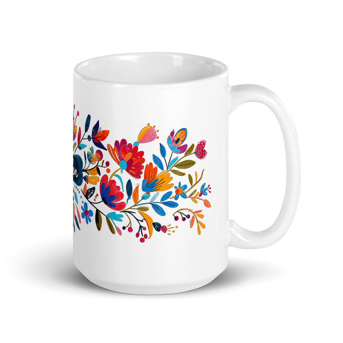 Aiden Exclusive Name Art Piece Home Office Work Coffee Mug Mexican Spanish Pride Gift Cup One - Of - A - Kind Calligraphy White Glossy Mug | A2 - Mexicada