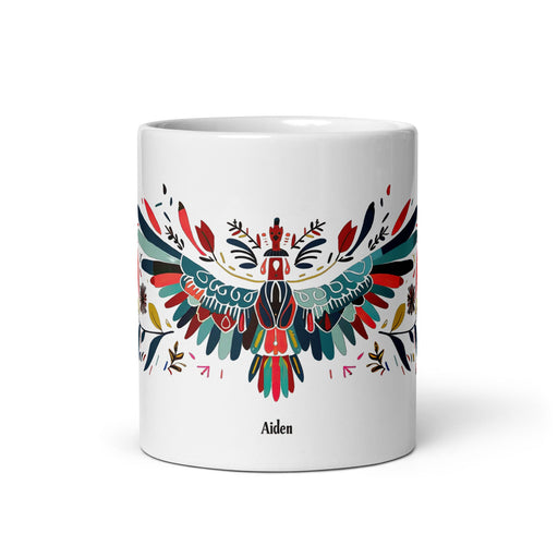 Aiden Exclusive Name Art Piece Home Office Work Coffee Mug Mexican Spanish Pride Gift Cup One - Of - A - Kind Calligraphy White Glossy Mug | A5 - Mexicada