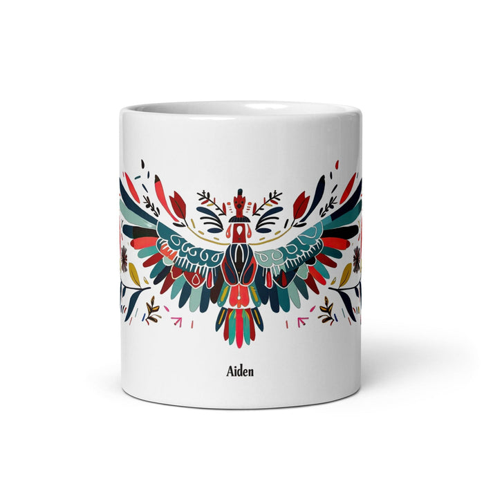 Aiden Exclusive Name Art Piece Home Office Work Coffee Mug Mexican Spanish Pride Gift Cup One-Of-A-Kind Calligraphy White Glossy Mug | A5 Mexicada