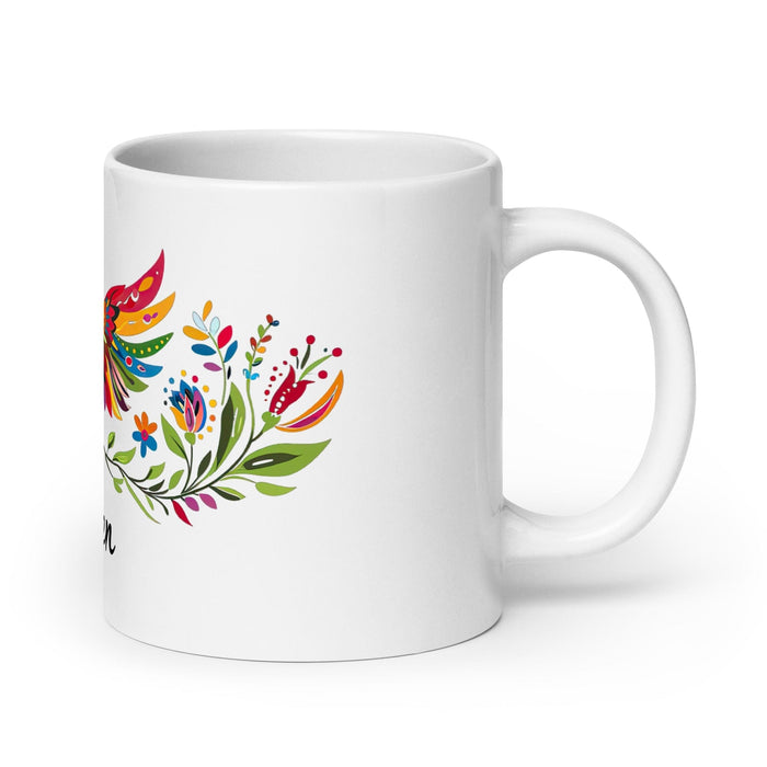 Aiden Exclusive Name Art Piece Home Office Work Coffee Mug Mexican Spanish Pride Gift Cup One-Of-A-Kind Calligraphy White Glossy Mug | A6 Mexicada 20 oz