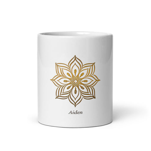 Aiden Exclusive Name Art Piece Home Office Work Coffee Mug Mexican Spanish Pride Gift Cup One - Of - A - Kind Calligraphy White Glossy Mug | A7 - Mexicada