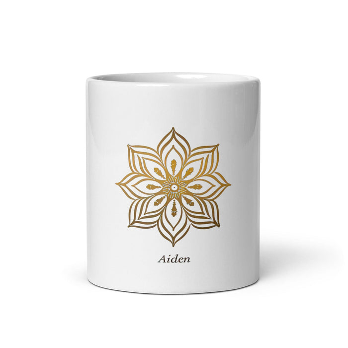 Aiden Exclusive Name Art Piece Home Office Work Coffee Mug Mexican Spanish Pride Gift Cup One-Of-A-Kind Calligraphy White Glossy Mug | A7 Mexicada