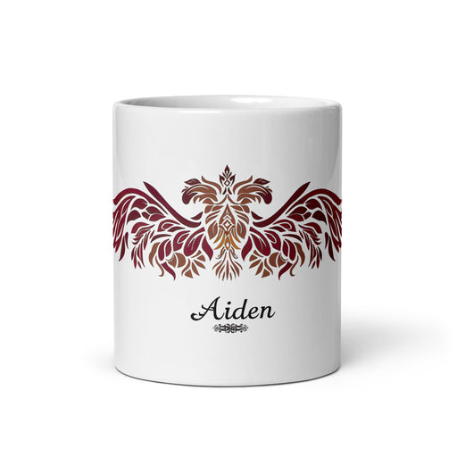 Aiden Exclusive Name Art Piece Home Office Work Coffee Mug Mexican Spanish Pride Gift Cup One - Of - A - Kind Calligraphy White Glossy Mug | A9 - Mexicada