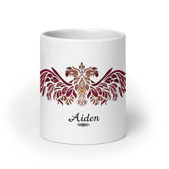 Aiden Exclusive Name Art Piece Home Office Work Coffee Mug Mexican Spanish Pride Gift Cup One - Of - A - Kind Calligraphy White Glossy Mug | A9 - Mexicada