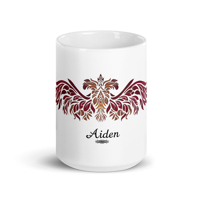 Aiden Exclusive Name Art Piece Home Office Work Coffee Mug Mexican Spanish Pride Gift Cup One - Of - A - Kind Calligraphy White Glossy Mug | A9 - Mexicada