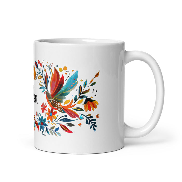 Ailén Exclusive Name Art Piece Home Office Work Coffee Mug Mexican Spanish Pride Gift Cup One - Of - A - Kind Calligraphy White Glossy Mug | A1 - Mexicada