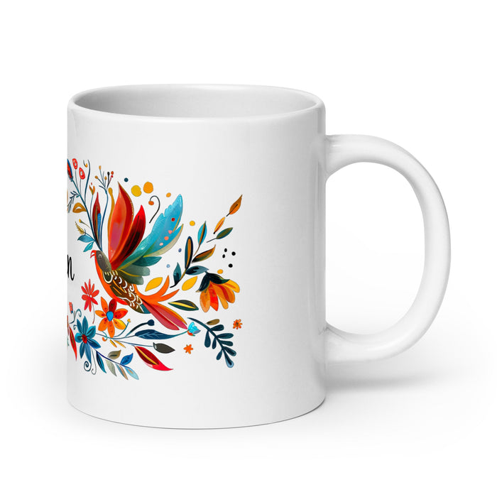 Ailén Exclusive Name Art Piece Home Office Work Coffee Mug Mexican Spanish Pride Gift Cup One - Of - A - Kind Calligraphy White Glossy Mug | A1 - Mexicada