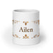 Ailén Exclusive Name Art Piece Home Office Work Coffee Mug Mexican Spanish Pride Gift Cup One - Of - A - Kind Calligraphy White Glossy Mug | A11 - Mexicada