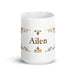 Ailén Exclusive Name Art Piece Home Office Work Coffee Mug Mexican Spanish Pride Gift Cup One-Of-A-Kind Calligraphy White Glossy Mug | A11 Mexicada