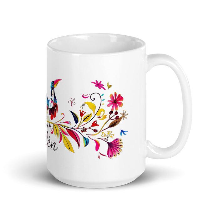 Ailén Exclusive Name Art Piece Home Office Work Coffee Mug Mexican Spanish Pride Gift Cup One - Of - A - Kind Calligraphy White Glossy Mug | A12 - Mexicada