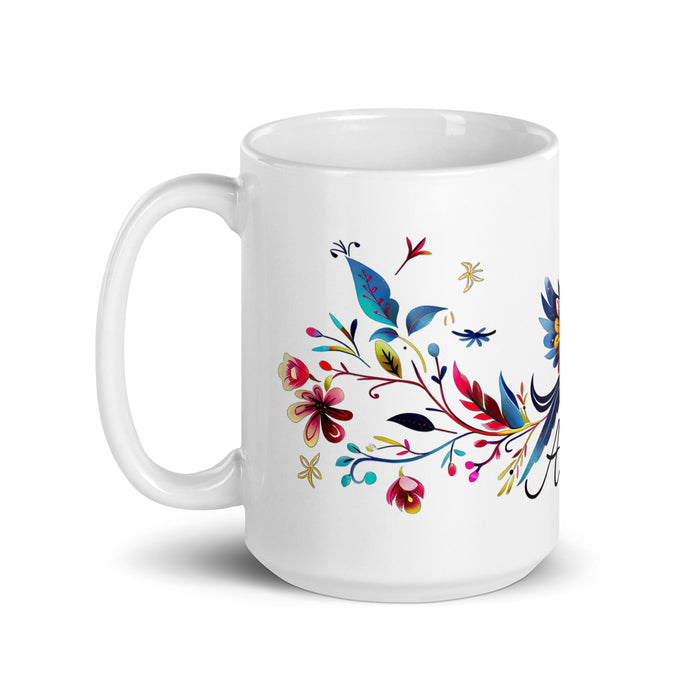 Ailén Exclusive Name Art Piece Home Office Work Coffee Mug Mexican Spanish Pride Gift Cup One - Of - A - Kind Calligraphy White Glossy Mug | A12 - Mexicada