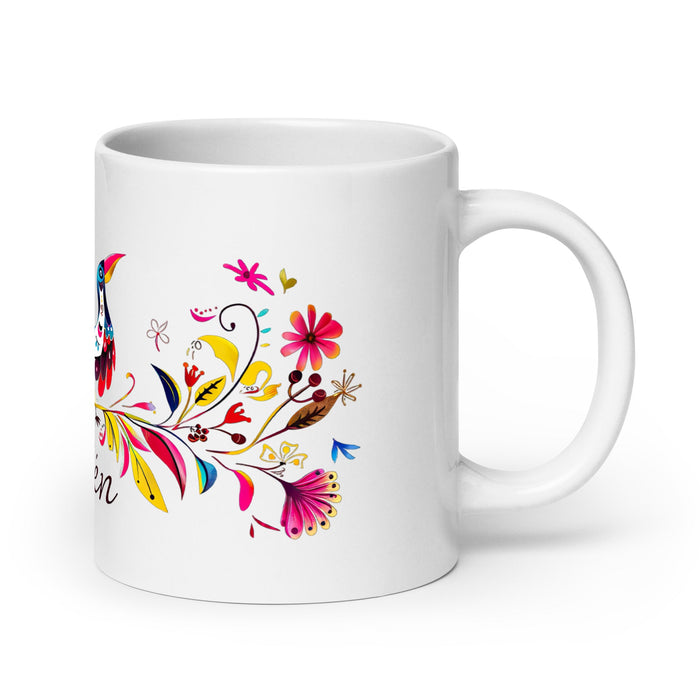 Ailén Exclusive Name Art Piece Home Office Work Coffee Mug Mexican Spanish Pride Gift Cup One - Of - A - Kind Calligraphy White Glossy Mug | A12 - Mexicada