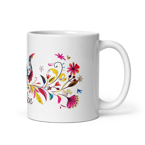 Ailén Exclusive Name Art Piece Home Office Work Coffee Mug Mexican Spanish Pride Gift Cup One-Of-A-Kind Calligraphy White Glossy Mug | A12 Mexicada 11 oz