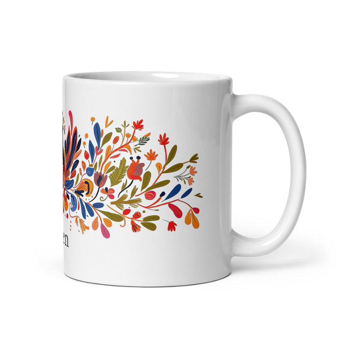 Ailén Exclusive Name Art Piece Home Office Work Coffee Mug Mexican Spanish Pride Gift Cup One - Of - A - Kind Calligraphy White Glossy Mug | A2 - Mexicada