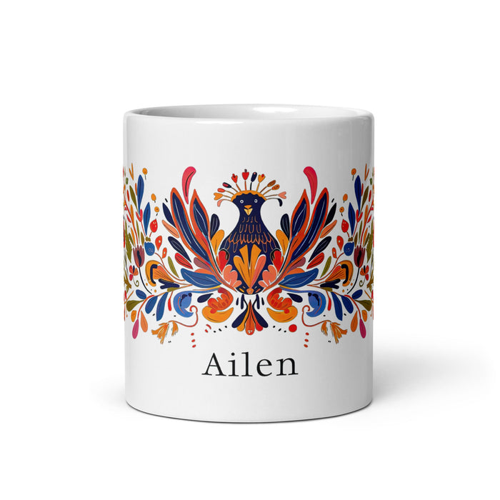 Ailén Exclusive Name Art Piece Home Office Work Coffee Mug Mexican Spanish Pride Gift Cup One - Of - A - Kind Calligraphy White Glossy Mug | A2 - Mexicada