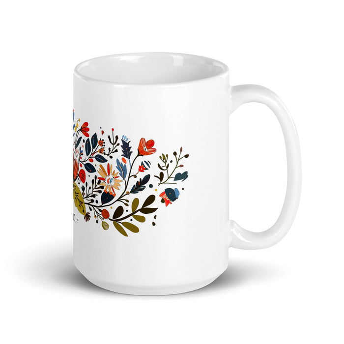 Ailén Exclusive Name Art Piece Home Office Work Coffee Mug Mexican Spanish Pride Gift Cup One - Of - A - Kind Calligraphy White Glossy Mug | A3 - Mexicada