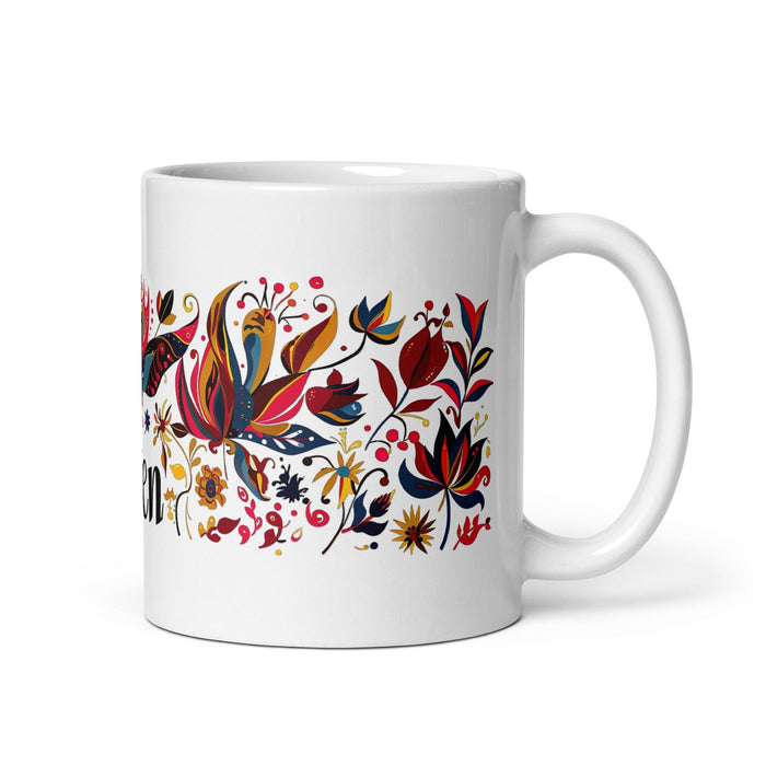 Ailén Exclusive Name Art Piece Home Office Work Coffee Mug Mexican Spanish Pride Gift Cup One - Of - A - Kind Calligraphy White Glossy Mug | A4 - Mexicada