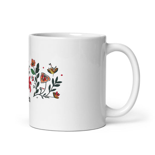 Ailén Exclusive Name Art Piece Home Office Work Coffee Mug Mexican Spanish Pride Gift Cup One-Of-A-Kind Calligraphy White Glossy Mug | A5 Mexicada 11 oz