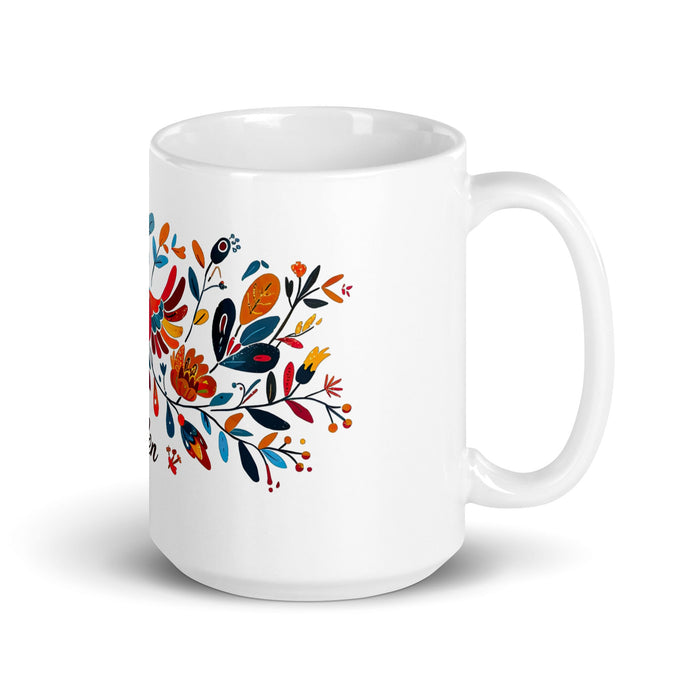 Ailén Exclusive Name Art Piece Home Office Work Coffee Mug Mexican Spanish Pride Gift Cup One - Of - A - Kind Calligraphy White Glossy Mug | A6 - Mexicada