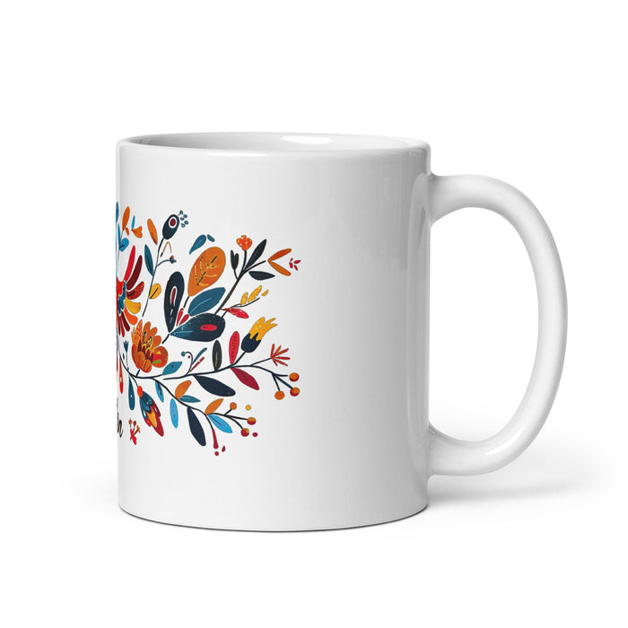 Ailén Exclusive Name Art Piece Home Office Work Coffee Mug Mexican Spanish Pride Gift Cup One - Of - A - Kind Calligraphy White Glossy Mug | A6 - Mexicada