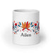 Ailén Exclusive Name Art Piece Home Office Work Coffee Mug Mexican Spanish Pride Gift Cup One - Of - A - Kind Calligraphy White Glossy Mug | A7 - Mexicada