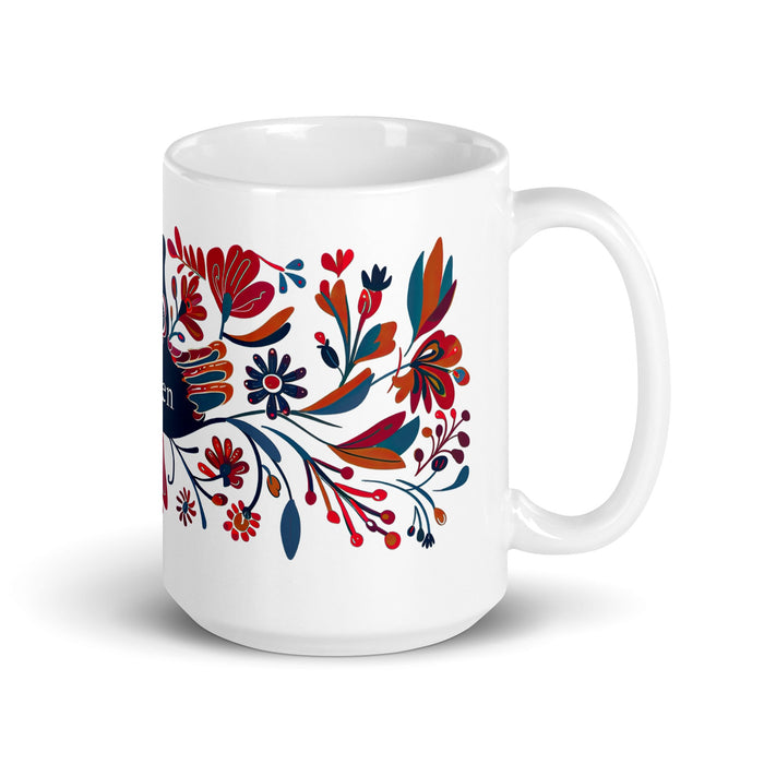 Ailén Exclusive Name Art Piece Home Office Work Coffee Mug Mexican Spanish Pride Gift Cup One - Of - A - Kind Calligraphy White Glossy Mug | A8 - Mexicada