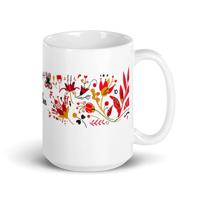 Ailén Exclusive Name Art Piece Home Office Work Coffee Mug Mexican Spanish Pride Gift Cup One-Of-A-Kind Calligraphy White Glossy Mug | A9 Mexicada 15 oz