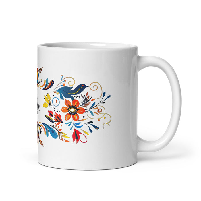 Ailyn Exclusive Name Art Piece Home Office Work Coffee Mug Mexican Spanish Pride Gift Cup One - Of - A - Kind Calligraphy White Glossy Mug | A1 - Mexicada