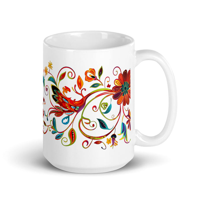 Ailyn Exclusive Name Art Piece Home Office Work Coffee Mug Mexican Spanish Pride Gift Cup One - Of - A - Kind Calligraphy White Glossy Mug | A10 - Mexicada