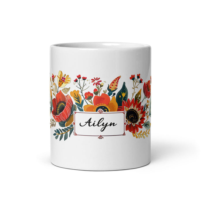 Ailyn Exclusive Name Art Piece Home Office Work Coffee Mug Mexican Spanish Pride Gift Cup One - Of - A - Kind Calligraphy White Glossy Mug | A11 - Mexicada