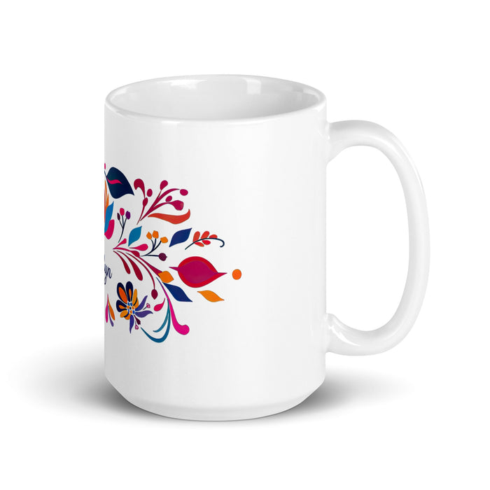 Ailyn Exclusive Name Art Piece Home Office Work Coffee Mug Mexican Spanish Pride Gift Cup One - Of - A - Kind Calligraphy White Glossy Mug | A12 - Mexicada