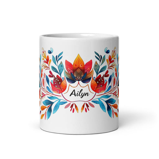 Ailyn Exclusive Name Art Piece Home Office Work Coffee Mug Mexican Spanish Pride Gift Cup One - Of - A - Kind Calligraphy White Glossy Mug | A19 - Mexicada