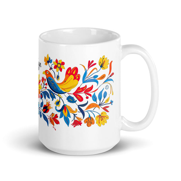 Ailyn Exclusive Name Art Piece Home Office Work Coffee Mug Mexican Spanish Pride Gift Cup One - Of - A - Kind Calligraphy White Glossy Mug | A20 - Mexicada