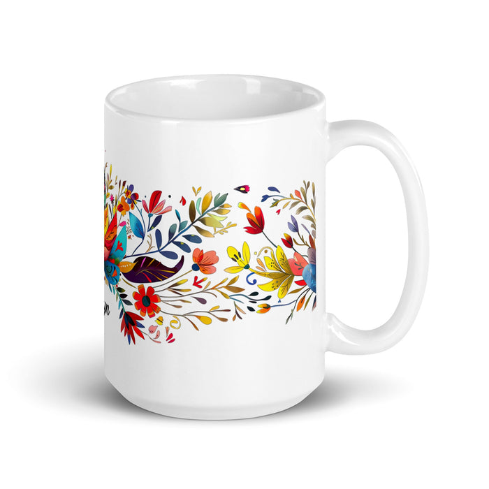 Ailyn Exclusive Name Art Piece Home Office Work Coffee Mug Mexican Spanish Pride Gift Cup One - Of - A - Kind Calligraphy White Glossy Mug | A24 - Mexicada