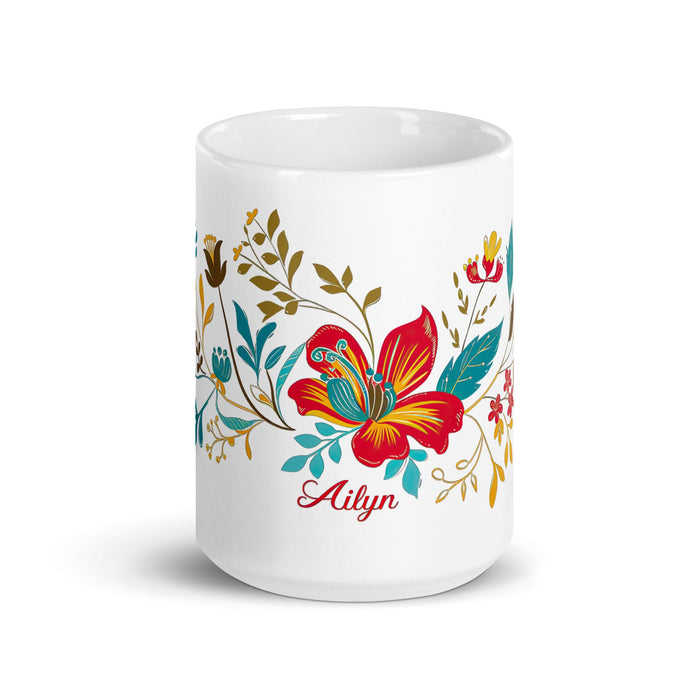 Ailyn Exclusive Name Art Piece Home Office Work Coffee Mug Mexican Spanish Pride Gift Cup One - Of - A - Kind Calligraphy White Glossy Mug | A3 - Mexicada