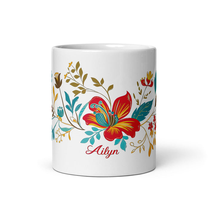 Ailyn Exclusive Name Art Piece Home Office Work Coffee Mug Mexican Spanish Pride Gift Cup One - Of - A - Kind Calligraphy White Glossy Mug | A3 - Mexicada