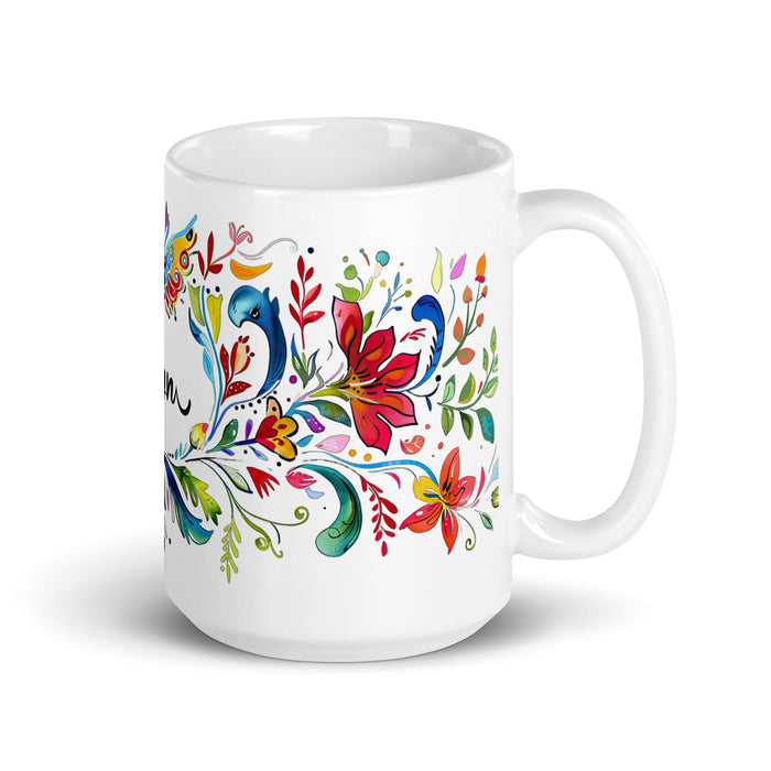 Ailyn Exclusive Name Art Piece Home Office Work Coffee Mug Mexican Spanish Pride Gift Cup One - Of - A - Kind Calligraphy White Glossy Mug | A4 - Mexicada