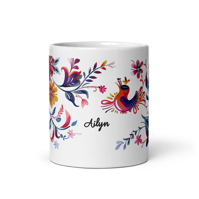 Ailyn Exclusive Name Art Piece Home Office Work Coffee Mug Mexican Spanish Pride Gift Cup One - Of - A - Kind Calligraphy White Glossy Mug | A6 - Mexicada