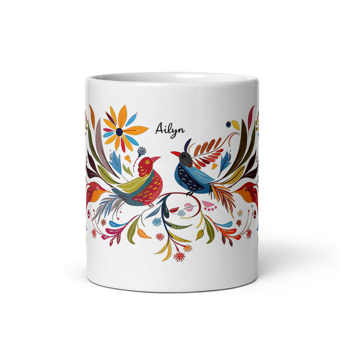 Ailyn Exclusive Name Art Piece Home Office Work Coffee Mug Mexican Spanish Pride Gift Cup One - Of - A - Kind Calligraphy White Glossy Mug | A7 - Mexicada