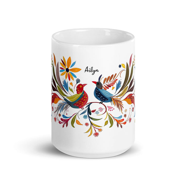 Ailyn Exclusive Name Art Piece Home Office Work Coffee Mug Mexican Spanish Pride Gift Cup One - Of - A - Kind Calligraphy White Glossy Mug | A7 - Mexicada