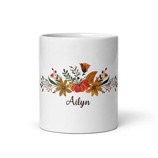 Ailyn Exclusive Name Art Piece Home Office Work Coffee Mug Mexican Spanish Pride Gift Cup One - Of - A - Kind Calligraphy White Glossy Mug | A8 - Mexicada