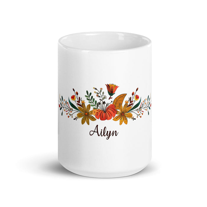 Ailyn Exclusive Name Art Piece Home Office Work Coffee Mug Mexican Spanish Pride Gift Cup One-Of-A-Kind Calligraphy White Glossy Mug | A8 Mexicada