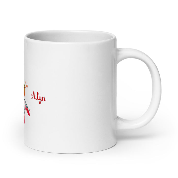 Ailyn Exclusive Name Art Piece Home Office Work Coffee Mug Mexican Spanish Pride Gift Cup One - Of - A - Kind Calligraphy White Glossy Mug | A9 - Mexicada